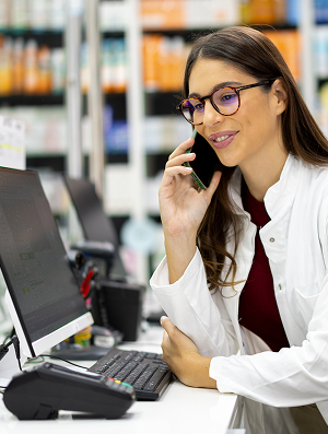 Pharmacist on phone